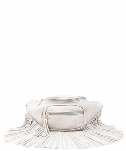 Designer Chic Fringe Waist Bag KL088 WHITE
